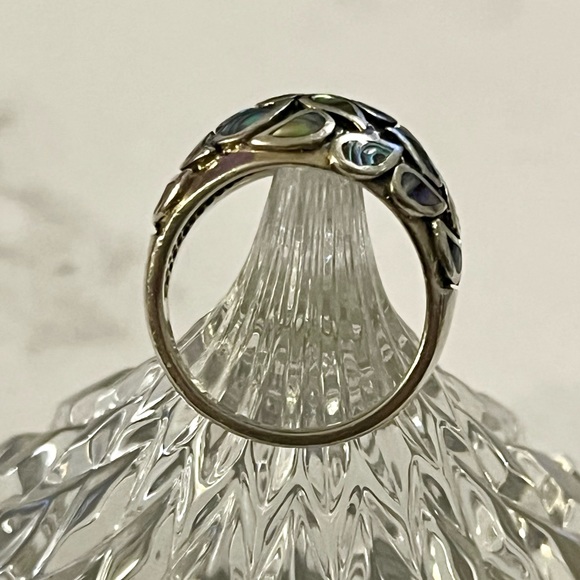 Vintage Sterling Silver and Abalone Paisley Inlay Statement Ring Size 10.5 - Picture 14 of 16